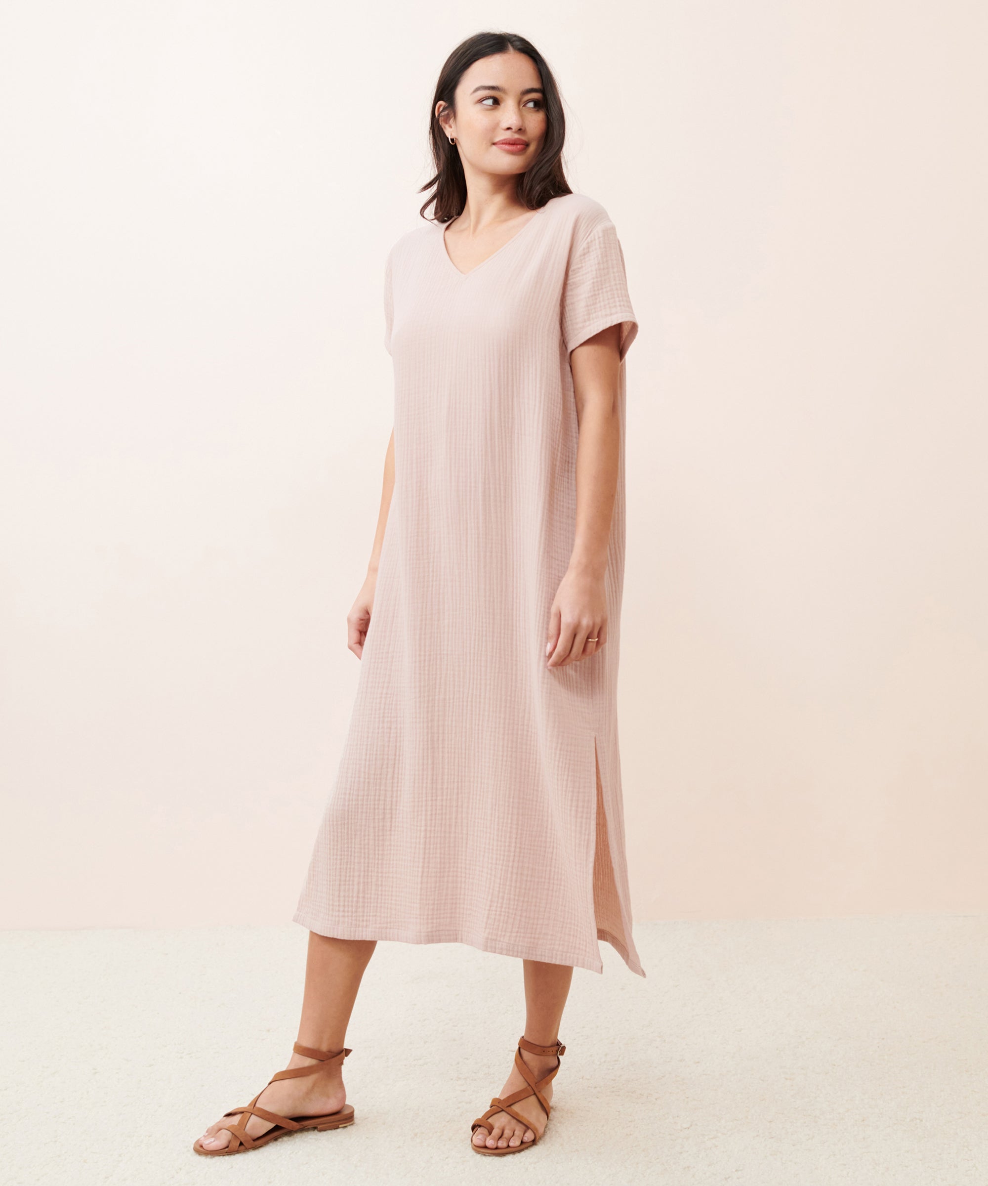 Jenni Kayne Cotton Shift deals Midi Dress In Blush Womens Small