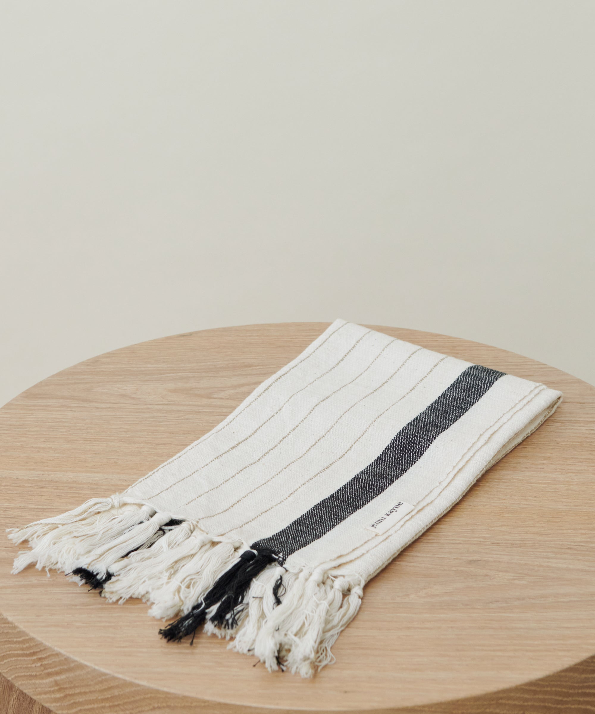 Handwoven Cotton Bath + Hand Towel Set - Black Stripe
