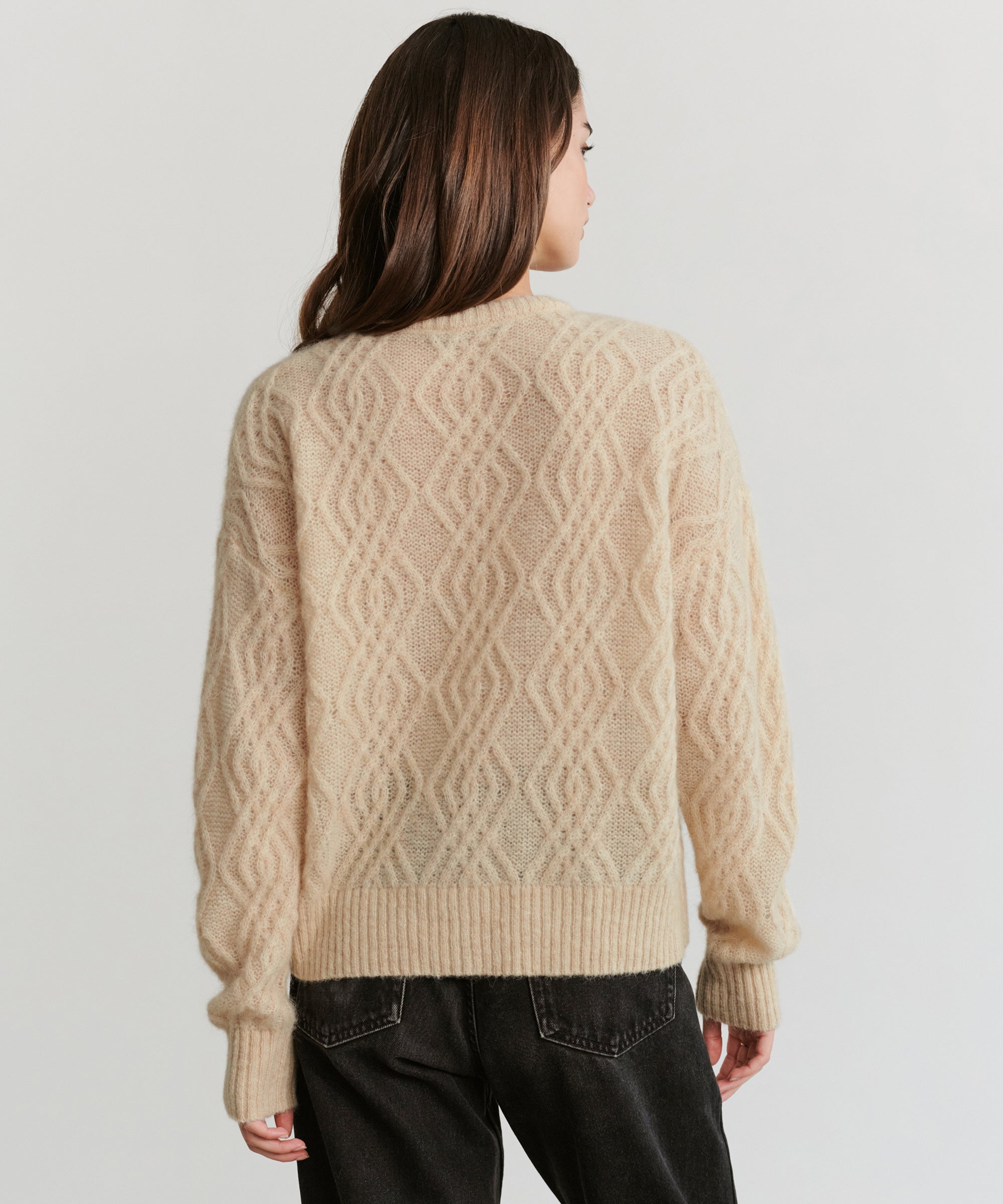 Cable Crewneck Cardigan