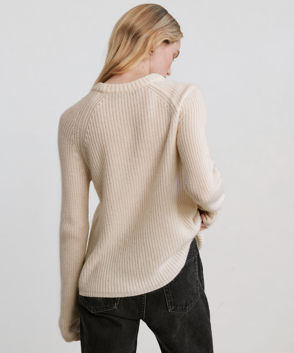 Jenni Kayne Women's Cashmere Fisherman Sweater in Stone Size 3X