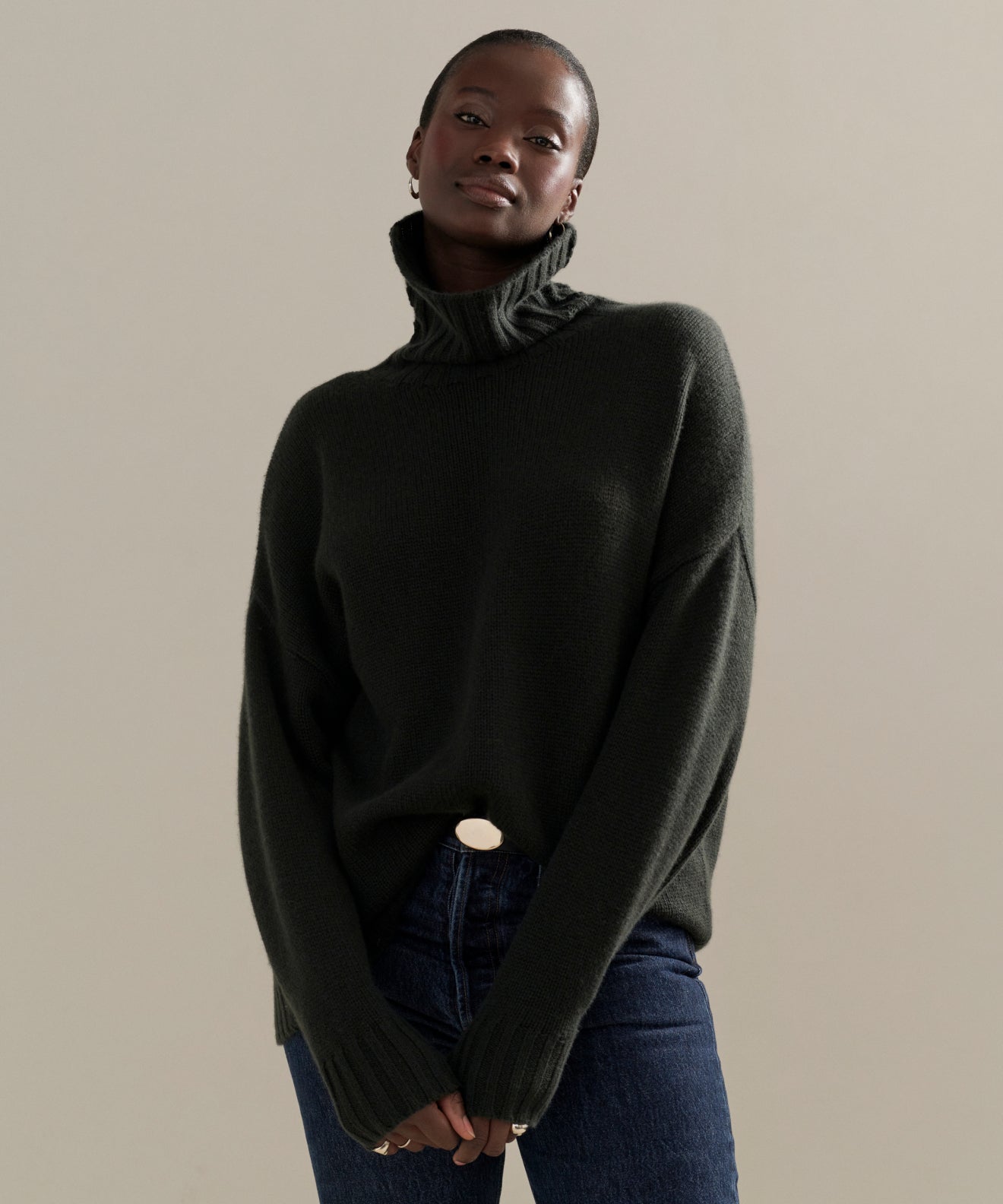 Women's Cashmere Porter Turtleneck Forest | Jenni Kayne