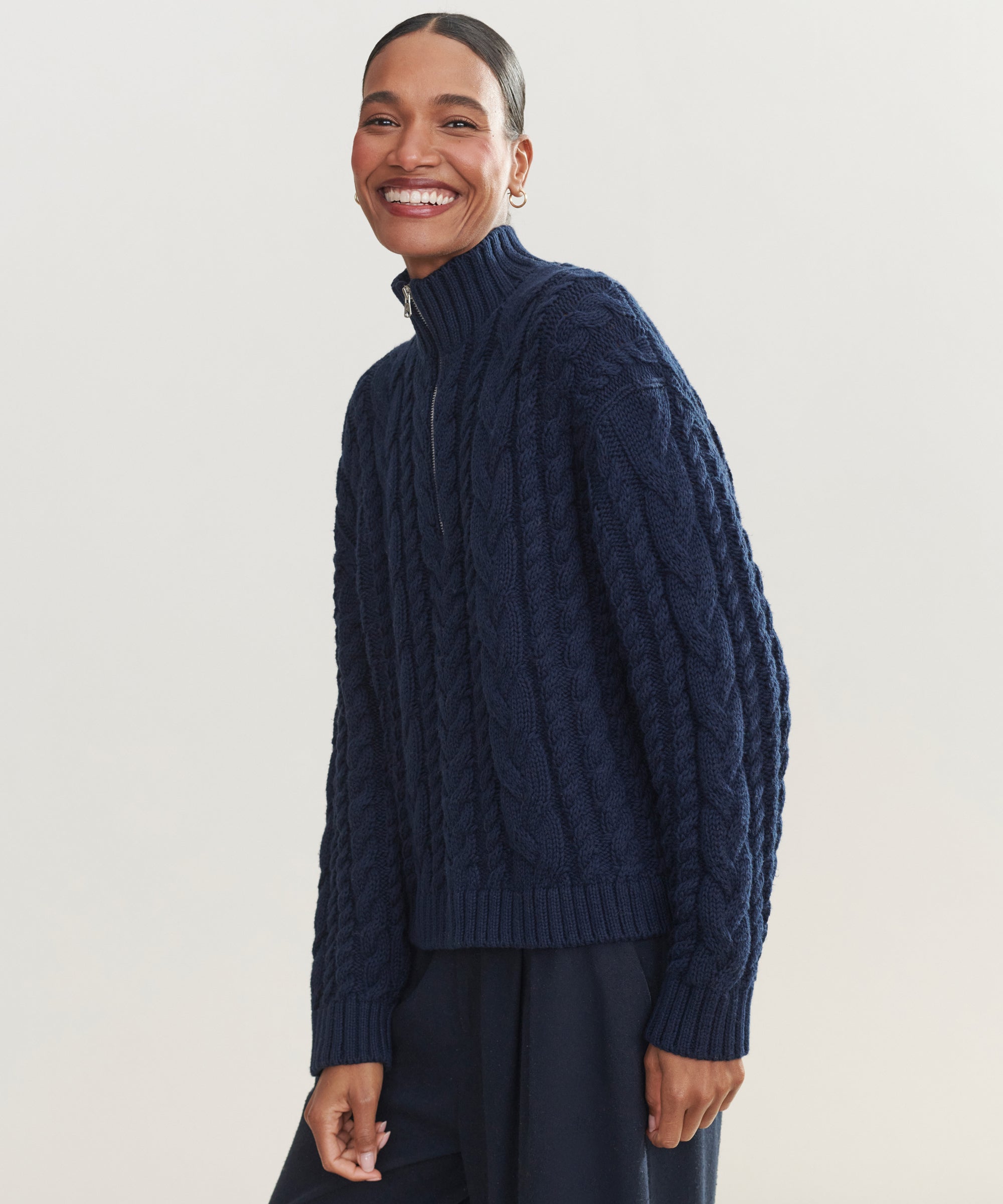 Cotton Cable Half Zip