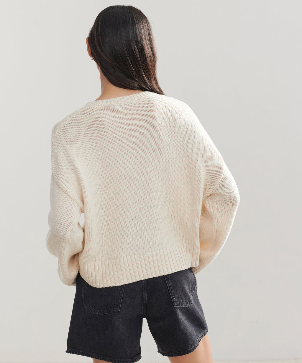 Jenni Kayne Neutral Crewneck Wool and Cashmere Everyday online Sweater