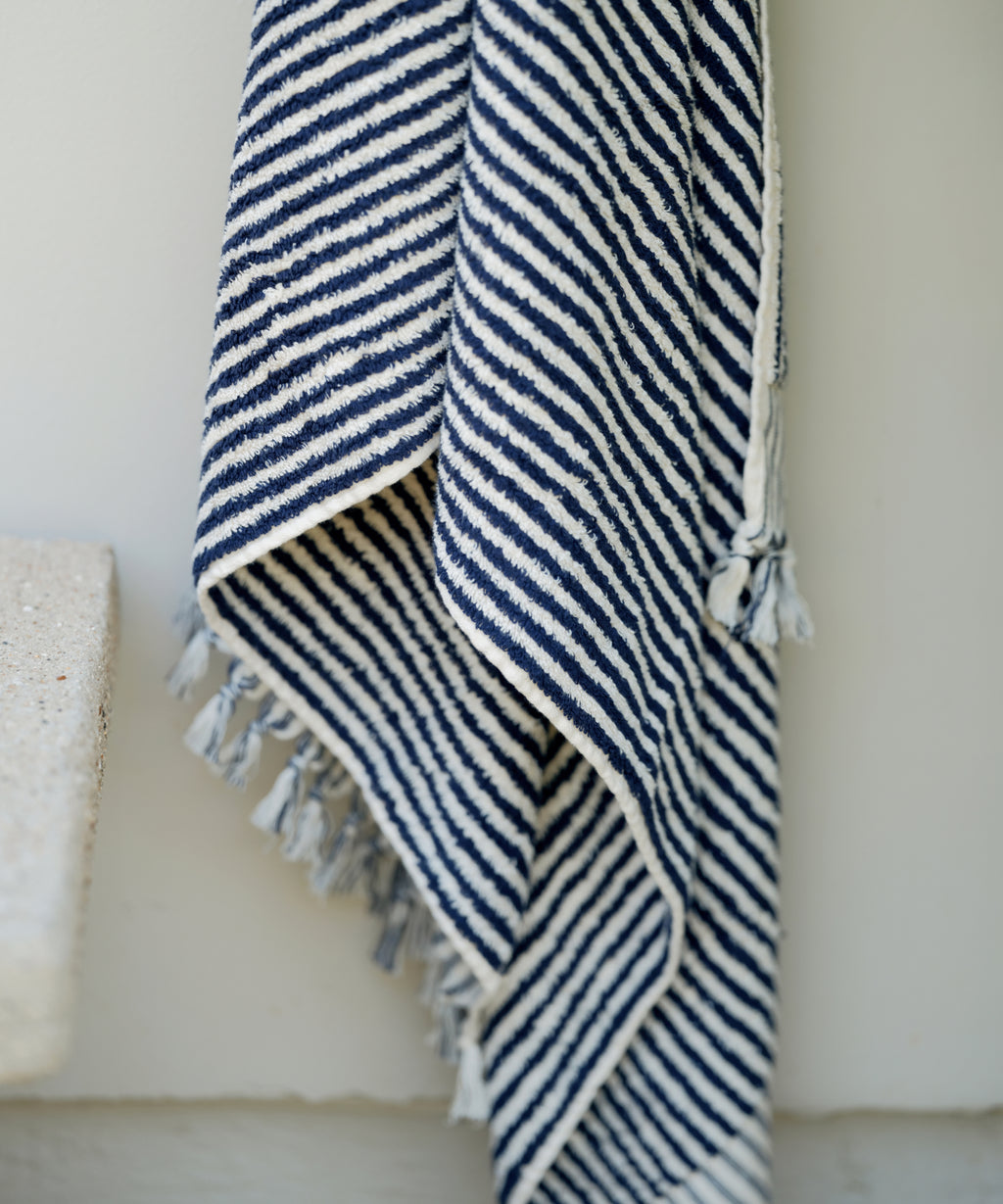 MARGOT ELENA Turkish Towel blue cream white high quality striped honeycomb