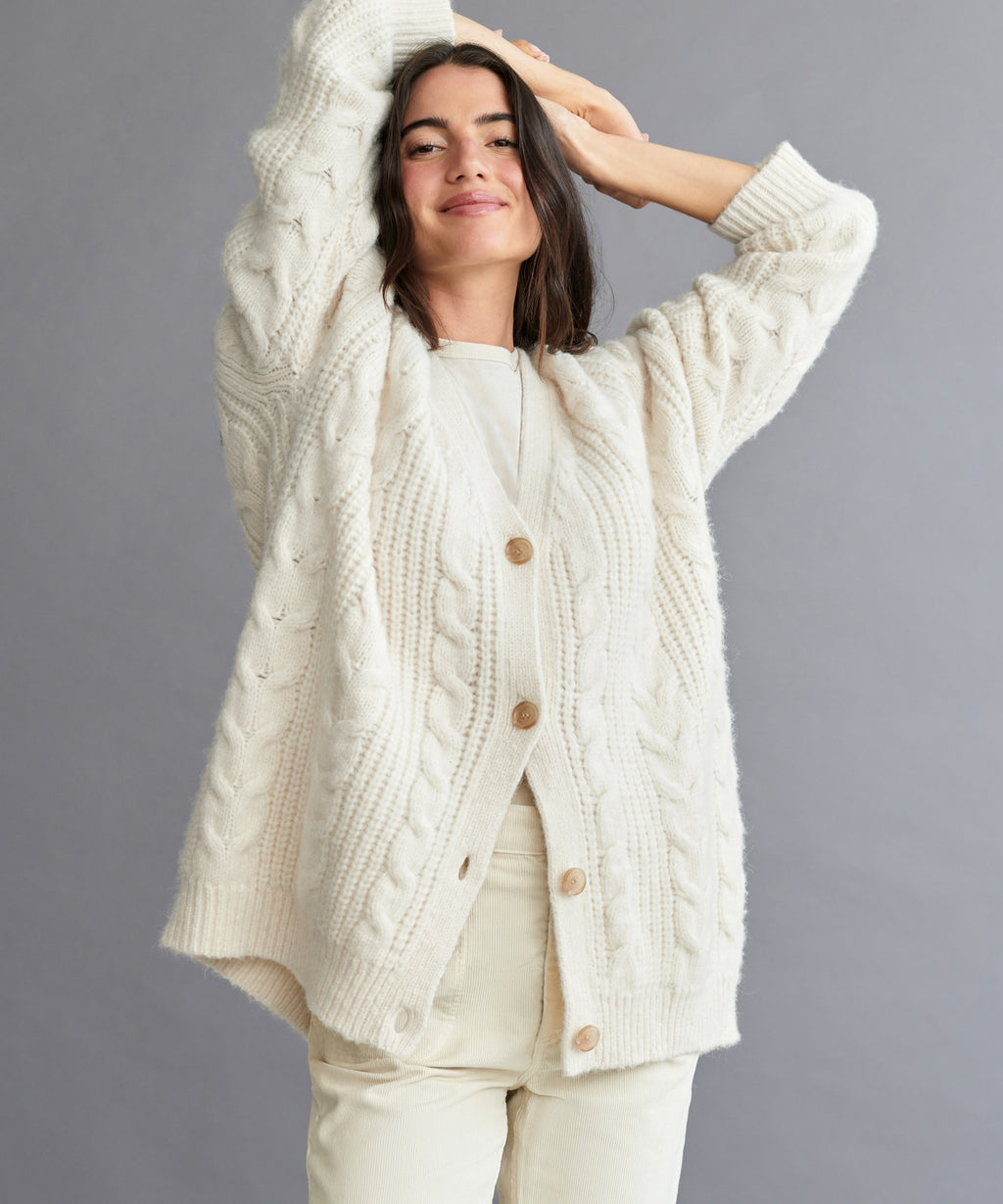 Cable-Knit Cardigan Sweater
